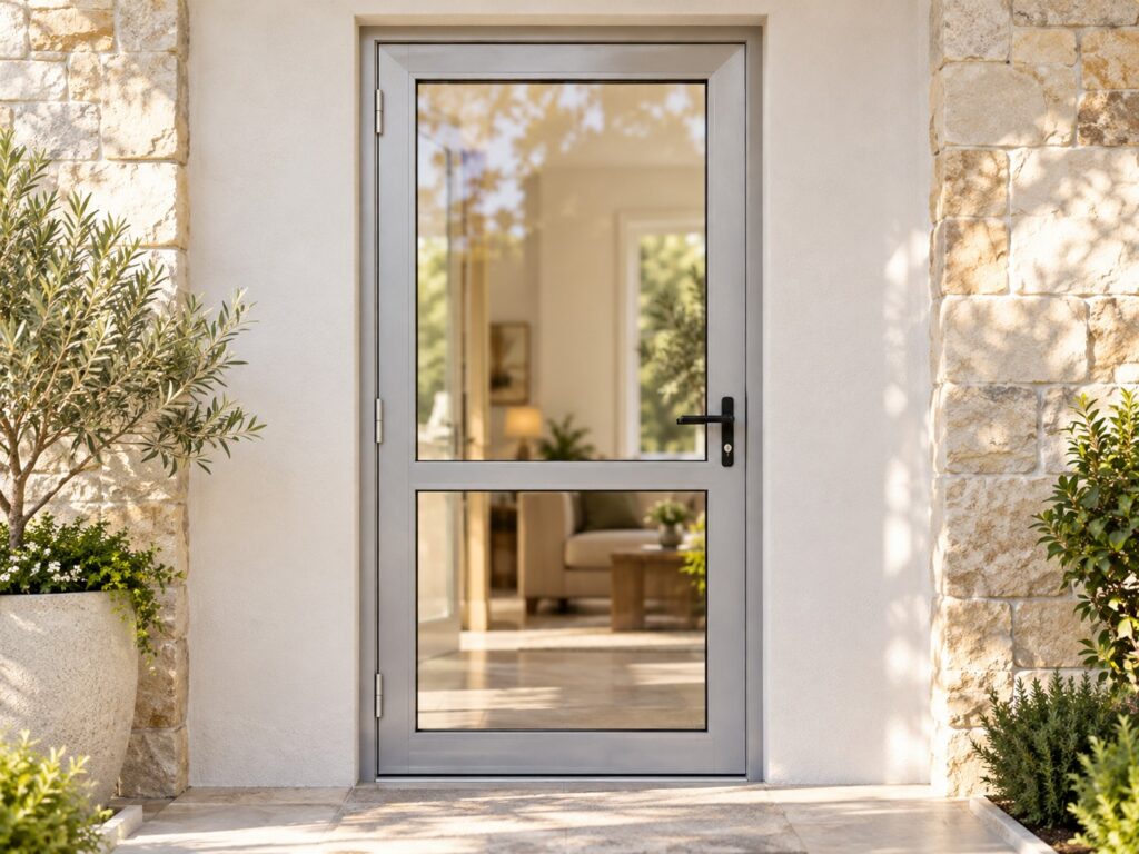 Silver Aluminium Entrance Doors – lifestyle illustration