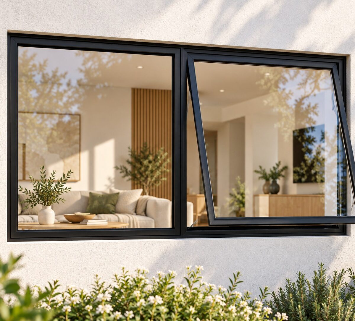 kenzo pt126rbl black 1200x600mm top hung window
