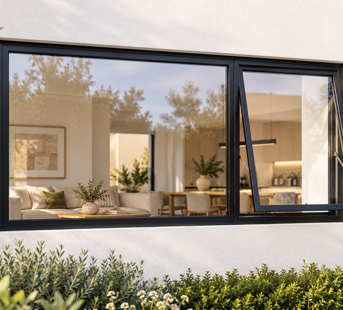 kenzo pt186rbl black 1800x600mm top hung window