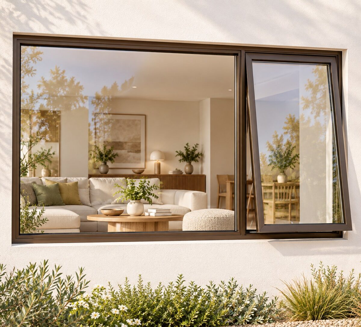 kenzo pt216rb bronze 2100x600mm top hung window