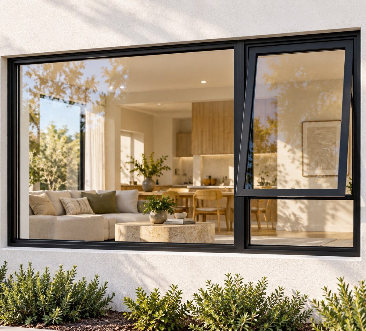 kenzo pt216rbl black 2100x600mm top hung window