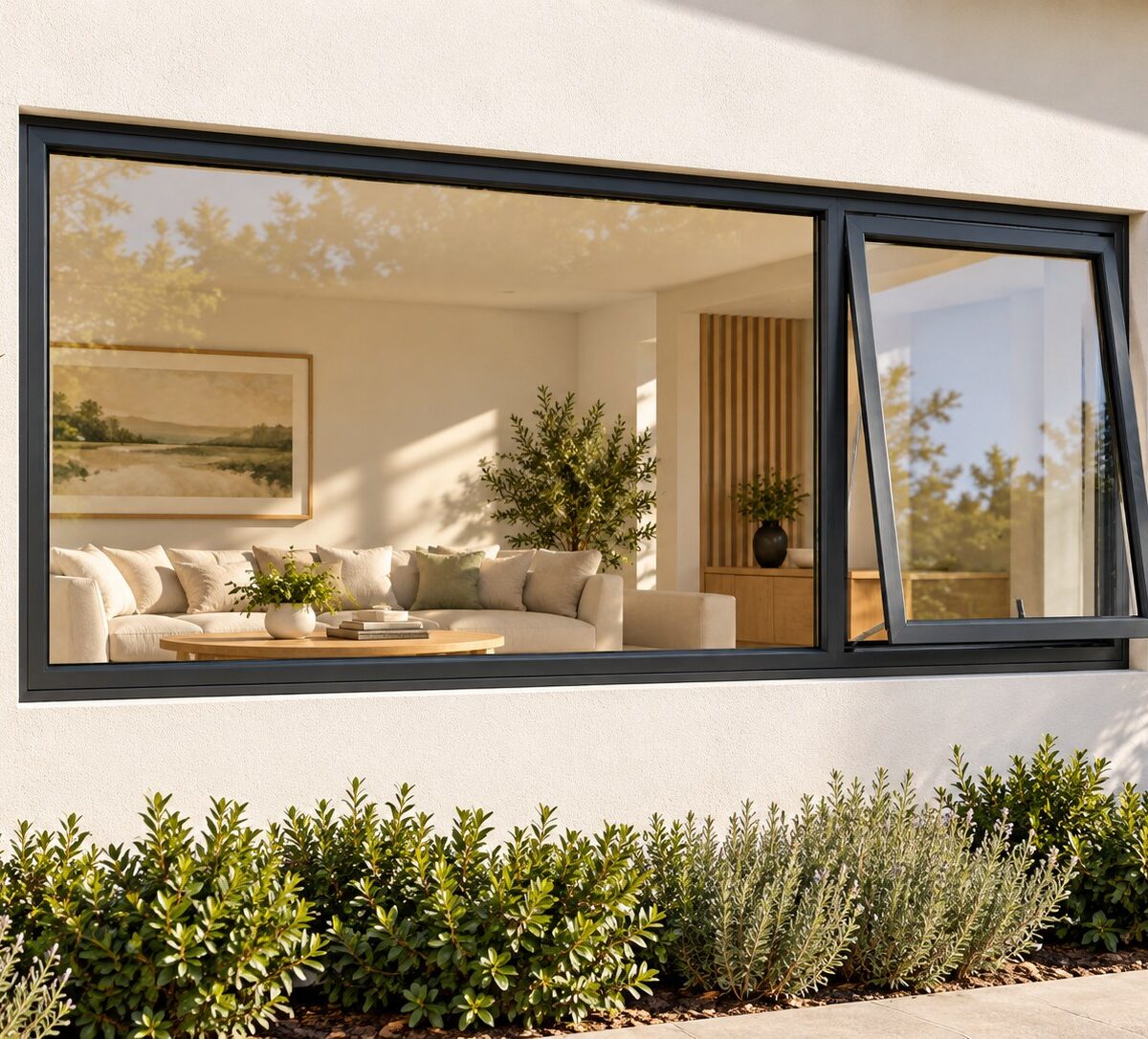 kenzo pt216rc charcoal 2100x600mm top hung window