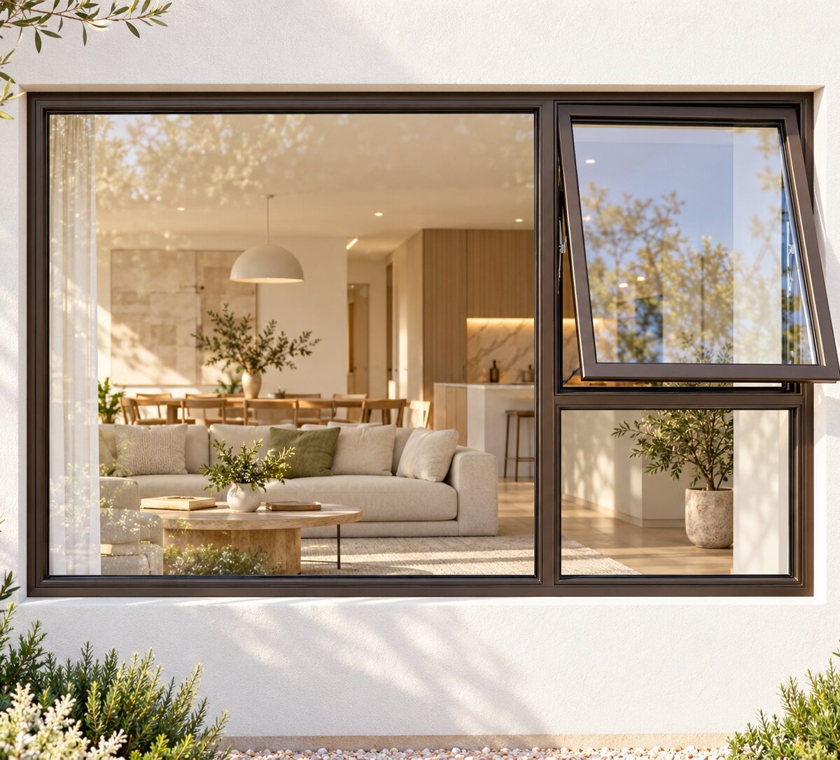 kenzo pt219rb bronze 2100x900mm top hung window