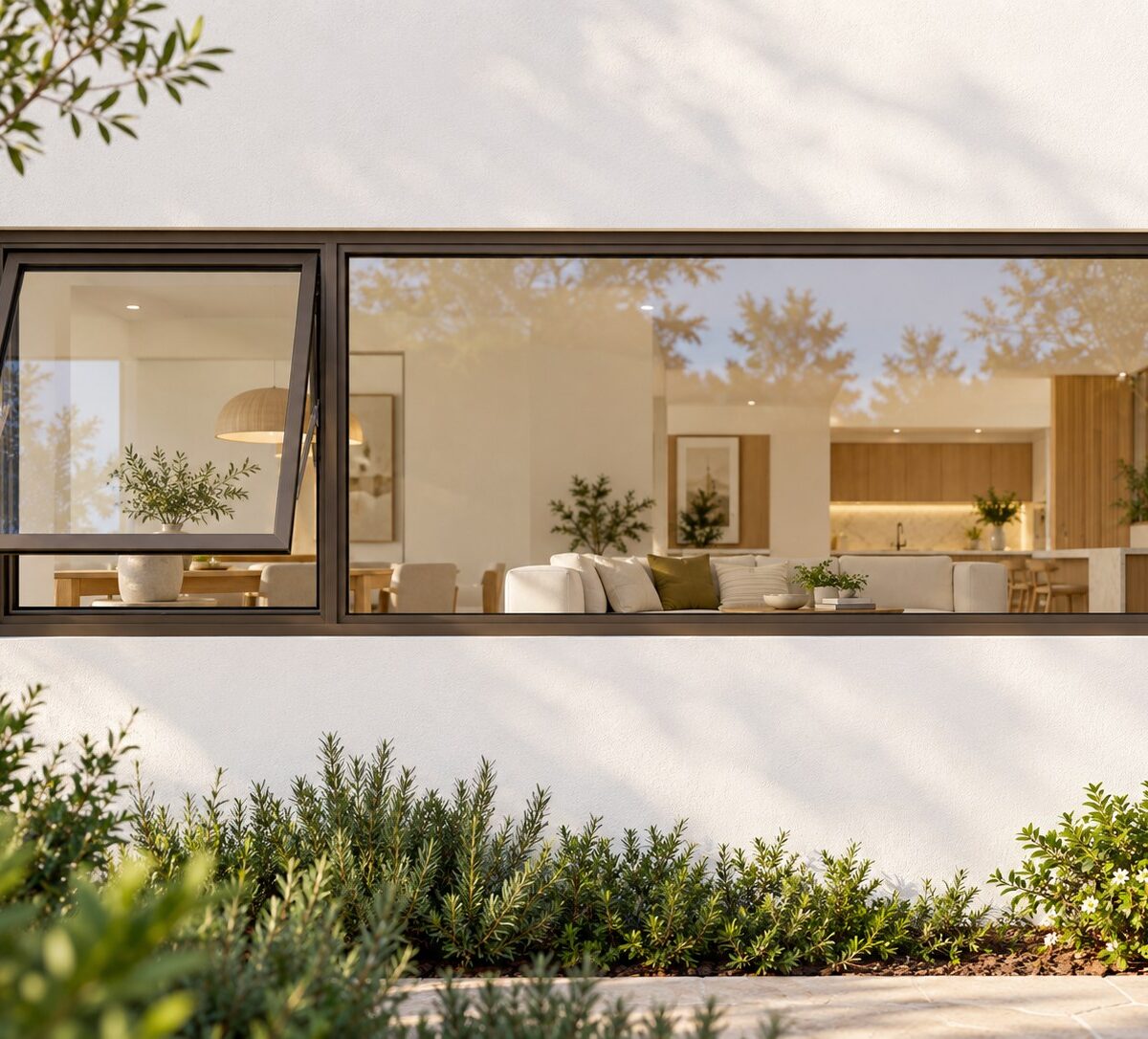 kenzo pt246lb bronze 2400x600mm top hung window