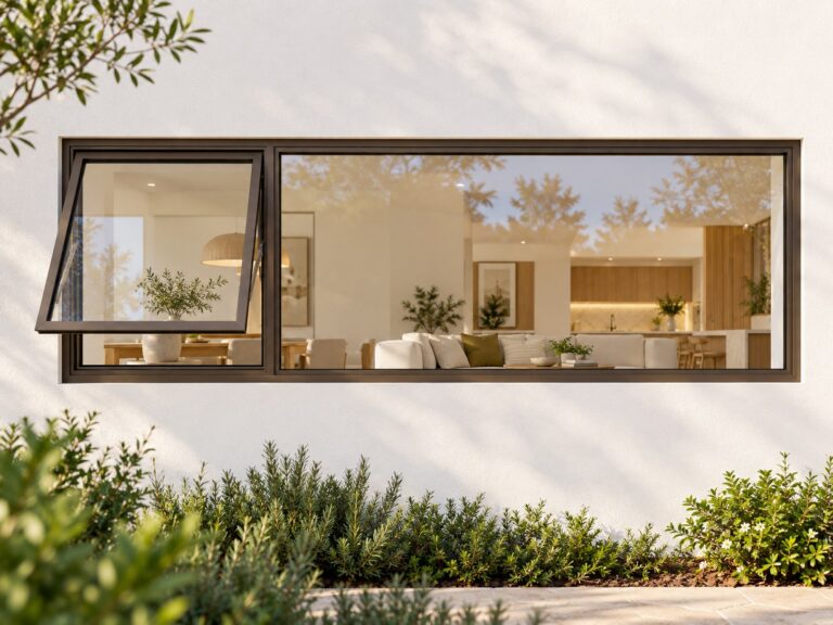 kenzo pt246lb bronze 2400x600mm top hung window
