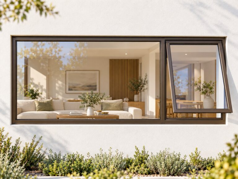 kenzo pt246rb bronze 2400x600mm top hung window