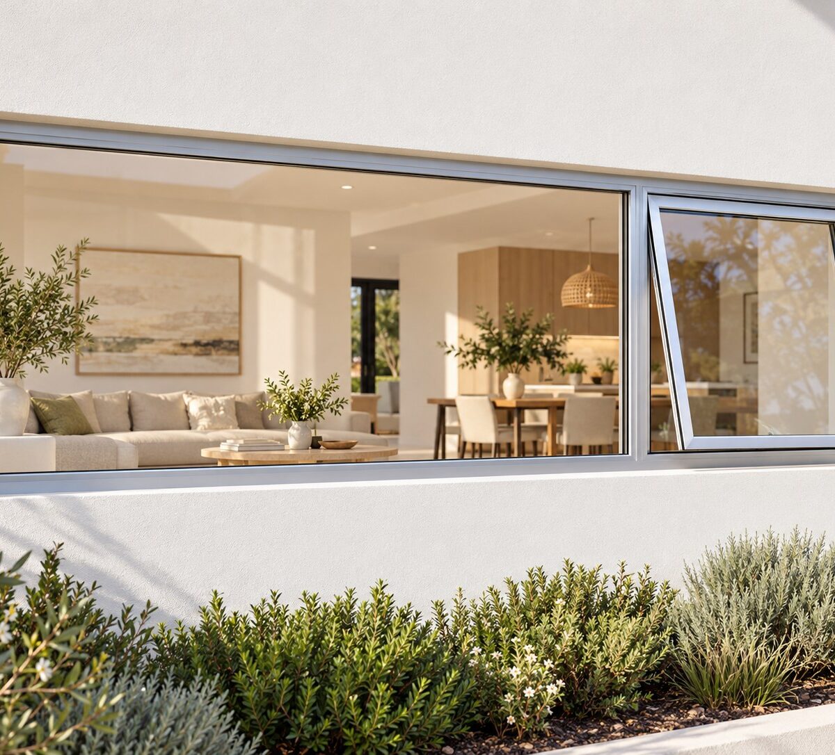 kenzo pt246rs silver 2400x600mm top hung window