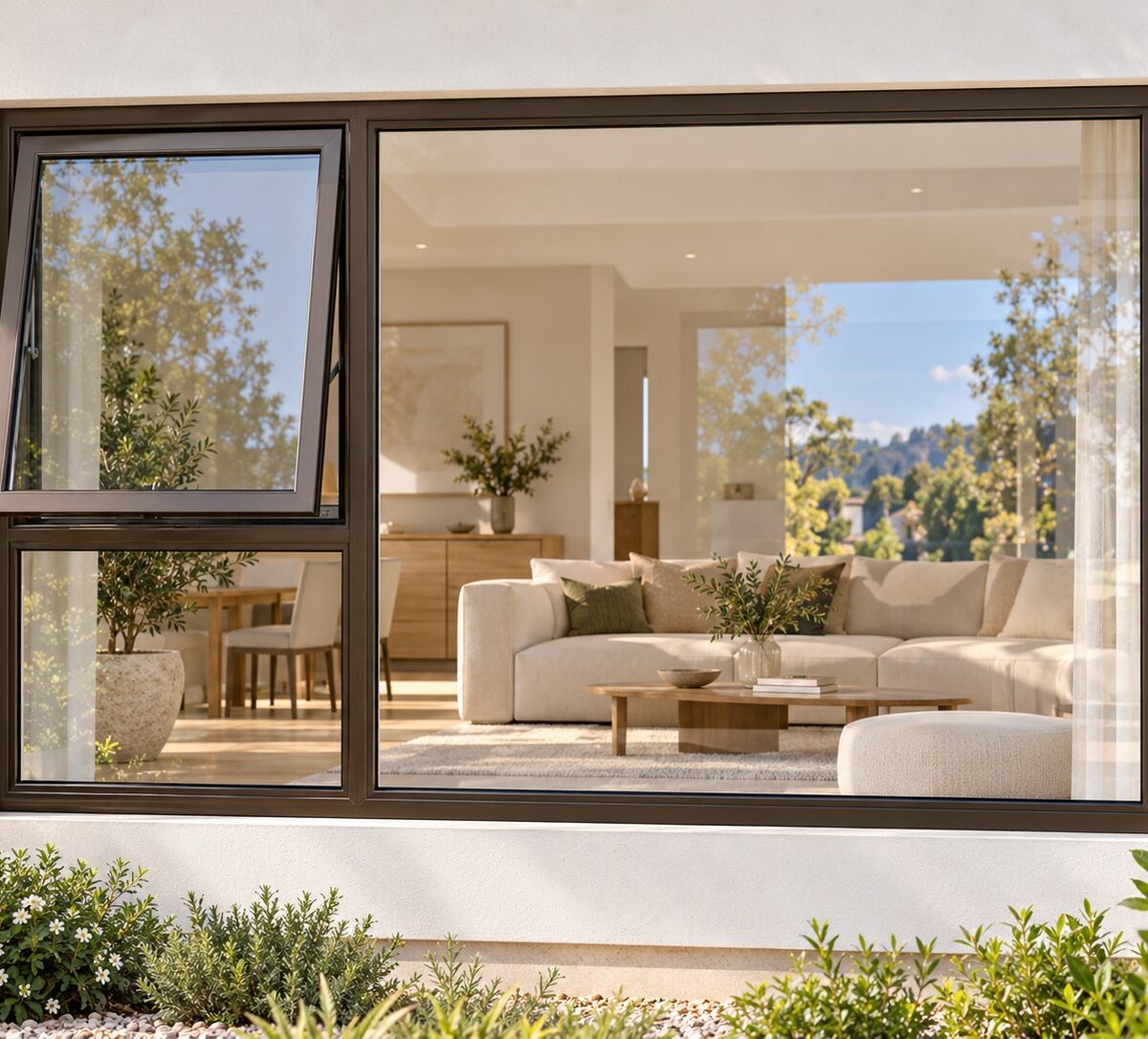 kenzo pt249lb bronze 2400x900mm top hung window