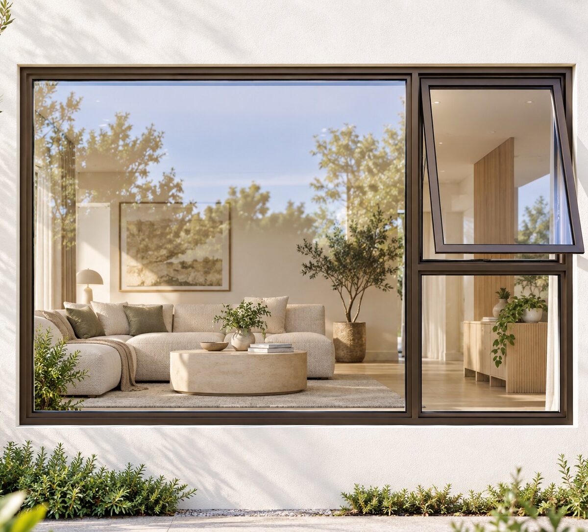 kenzo pt249rb bronze 2400x900mm top hung window