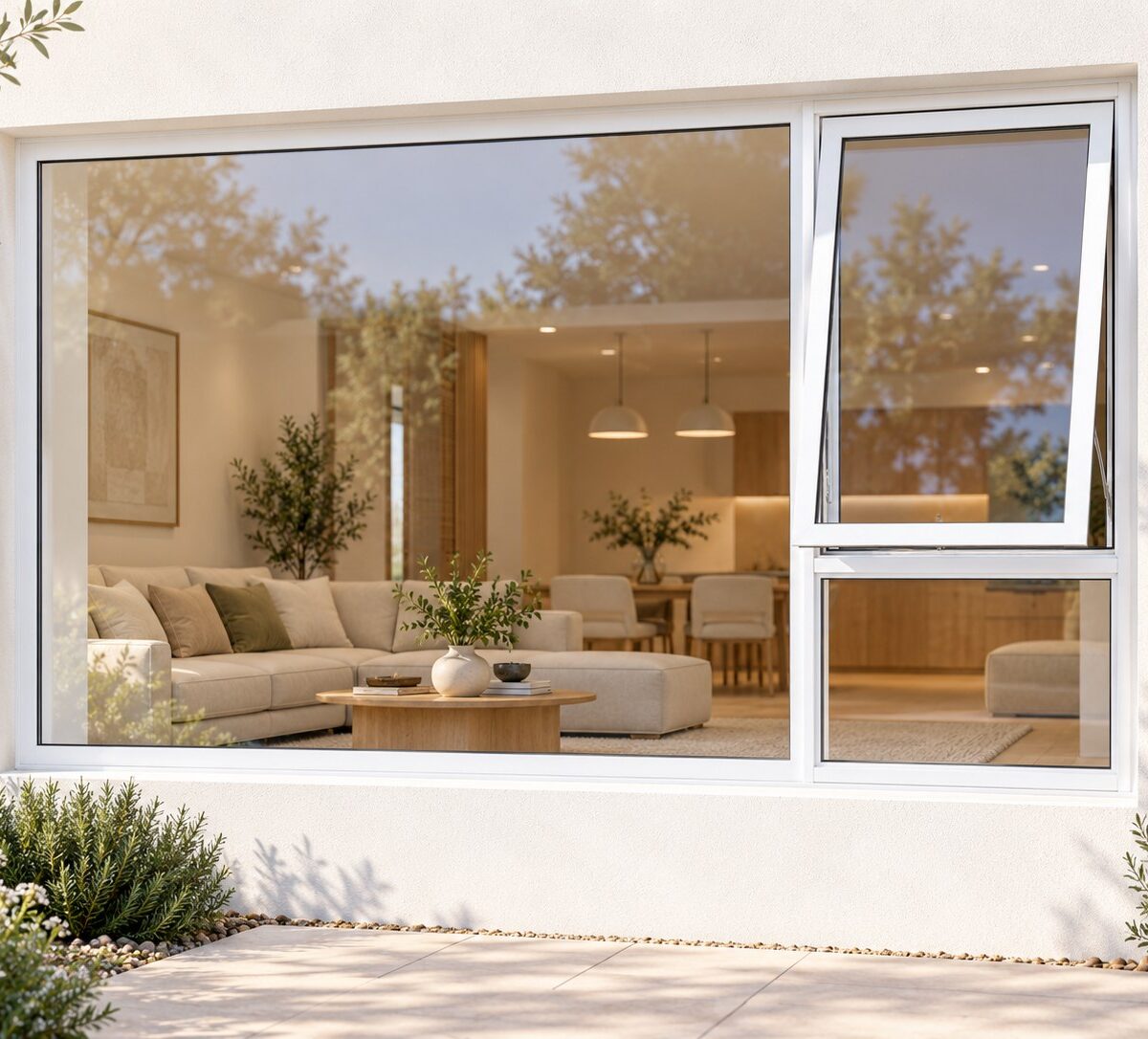 kenzo pt249rw white 2400x900mm top hung window