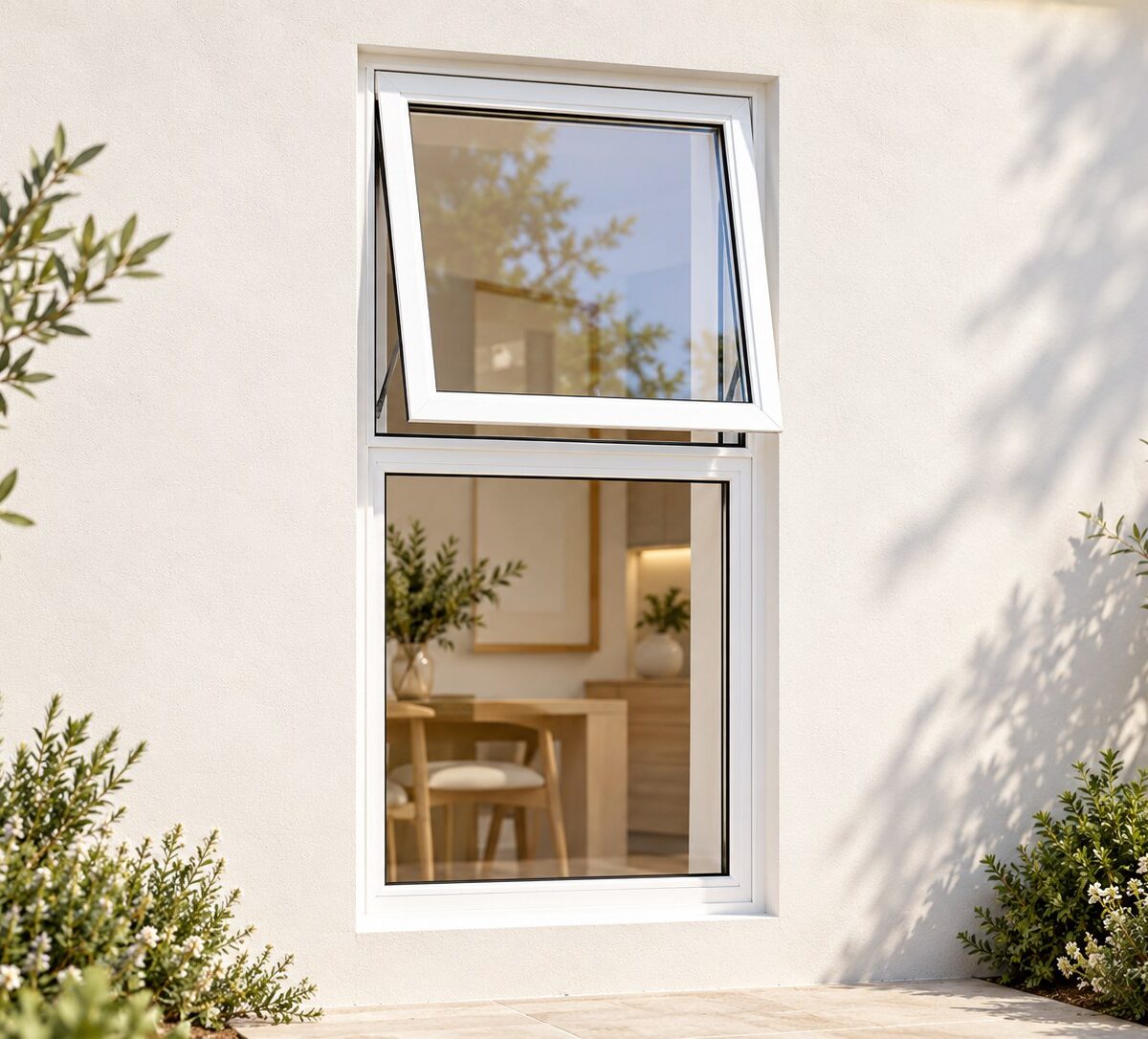 kenzo pt612w white 600x1200mm top hung window