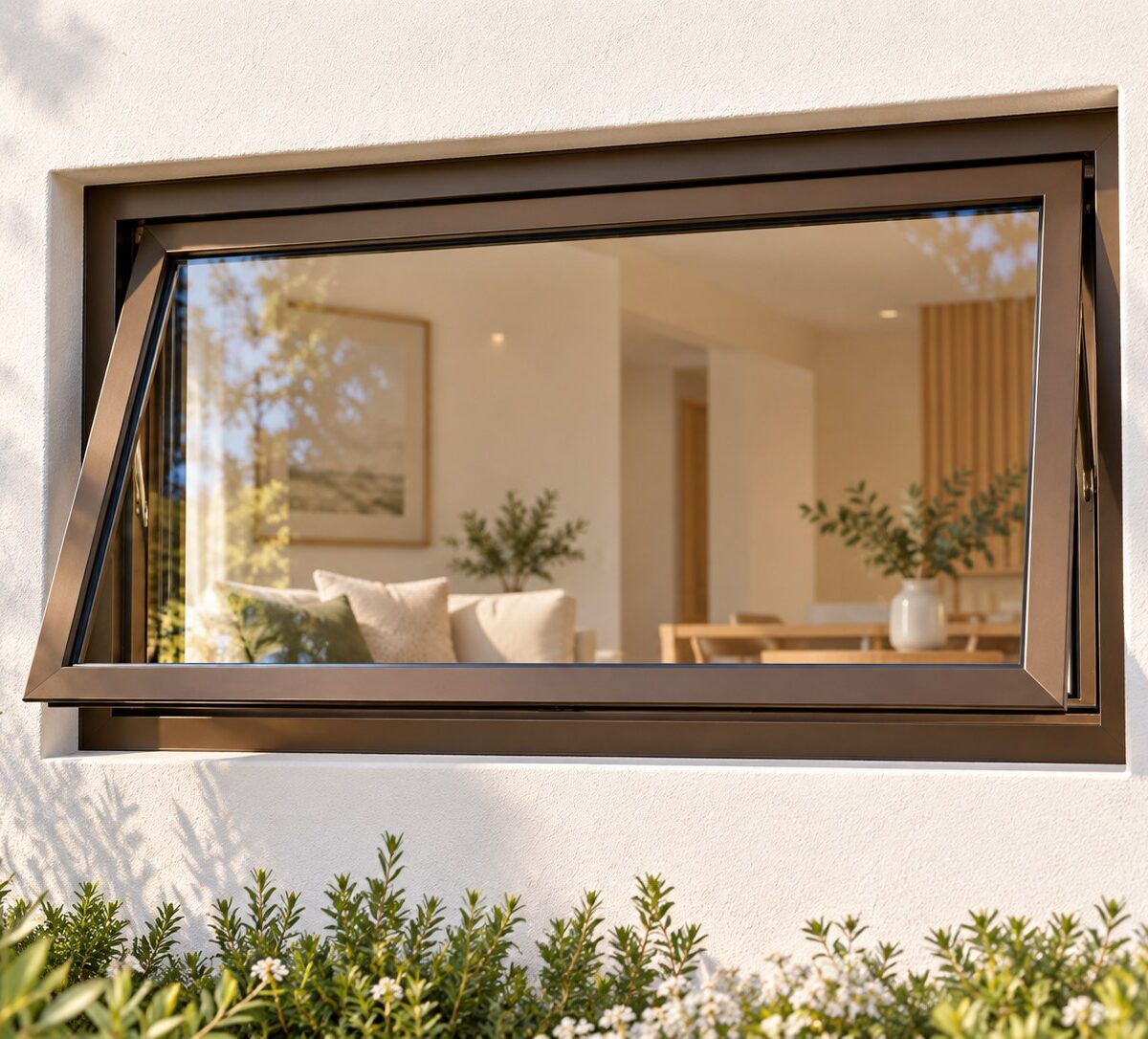 kenzo pt64b bronze 600x400mm top hung window