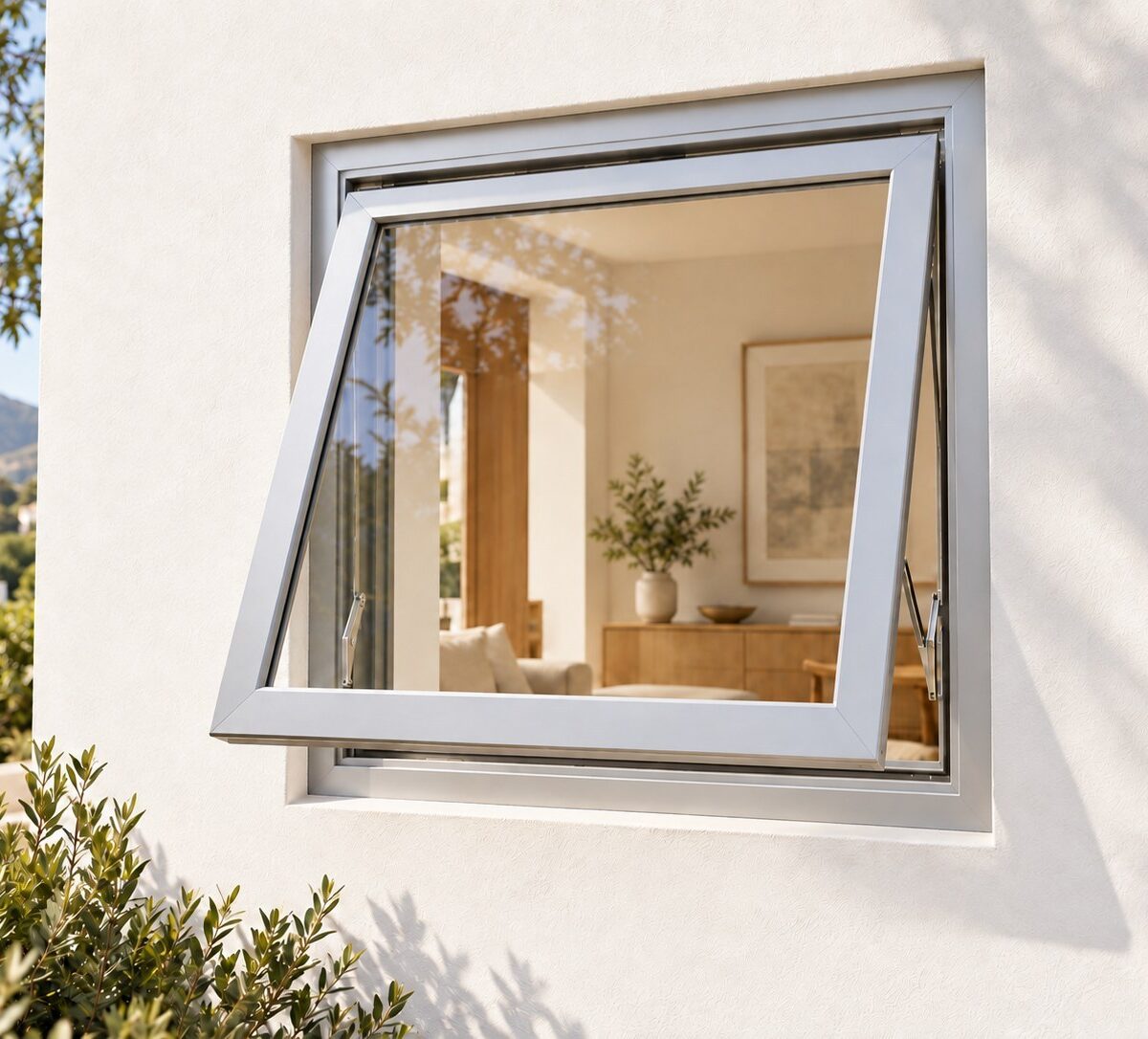 kenzo pt66s silver 600x600mm top hung window
