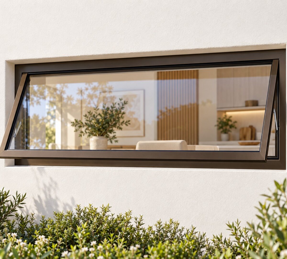 kenzo pt94b bronze 900x400mm top hung window