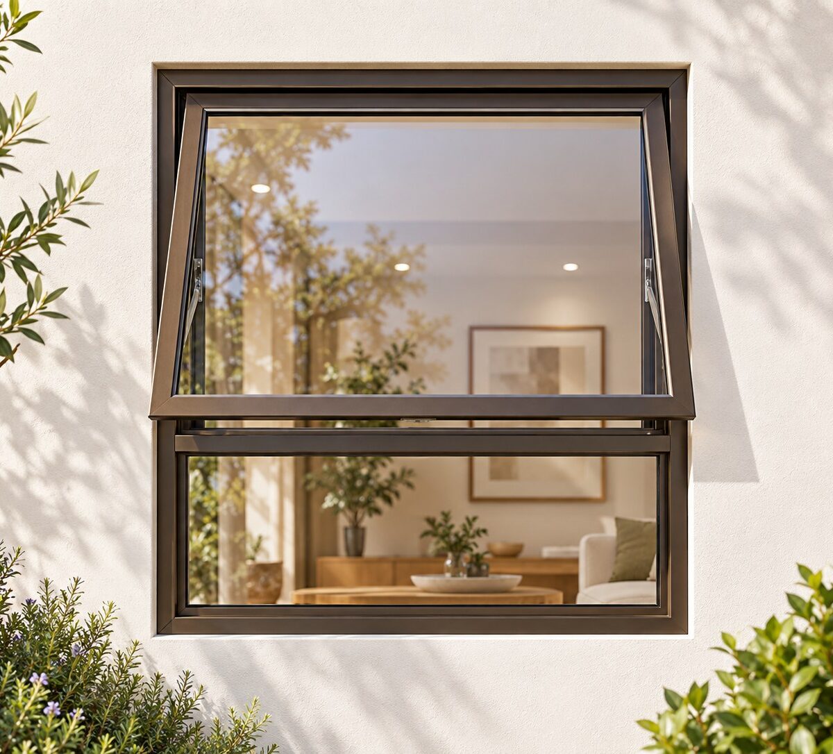 kenzo pt99b bronze 900x900mm top hung window