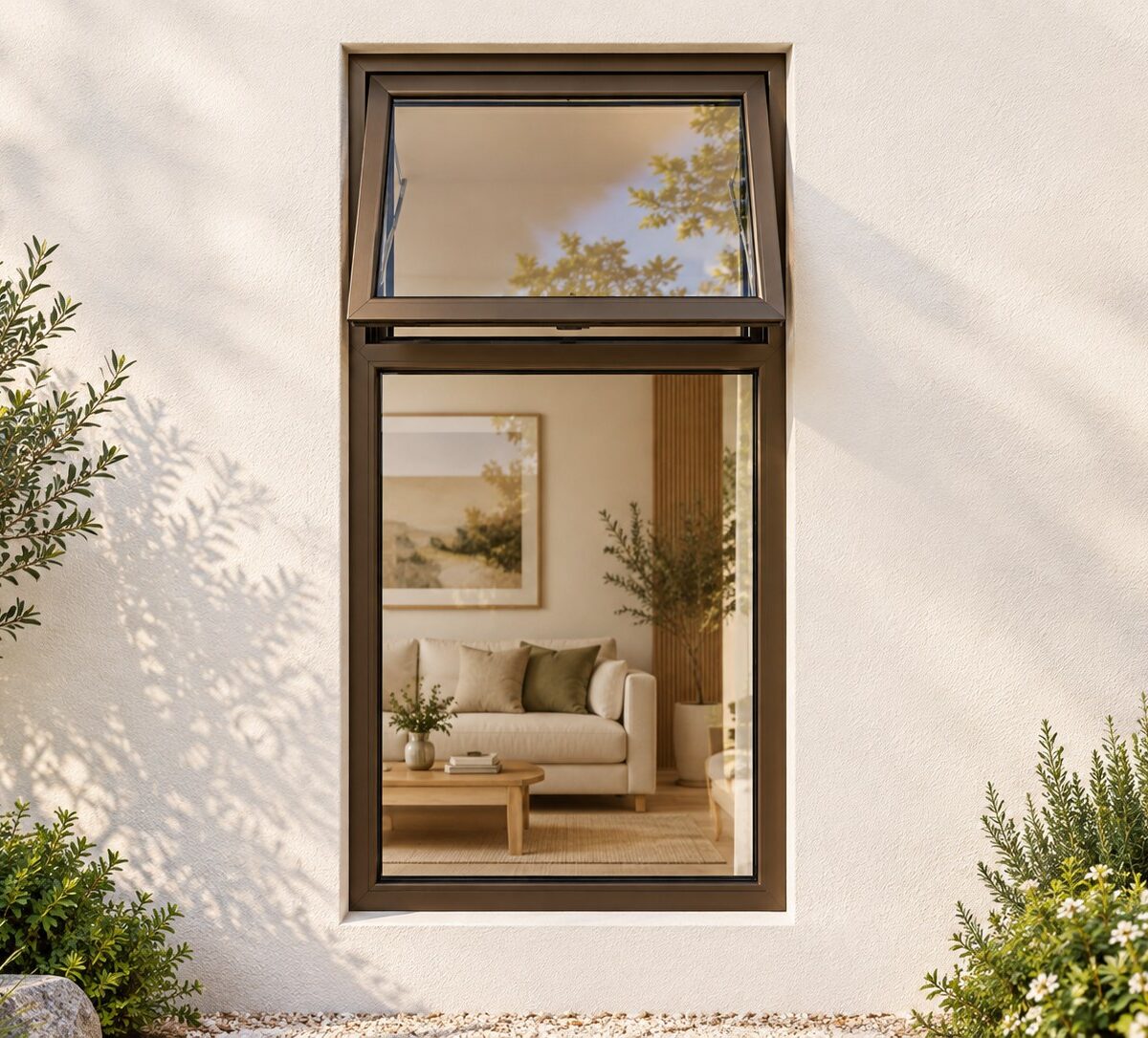 kenzo ptf612b bronze 600x1200mm top hung window