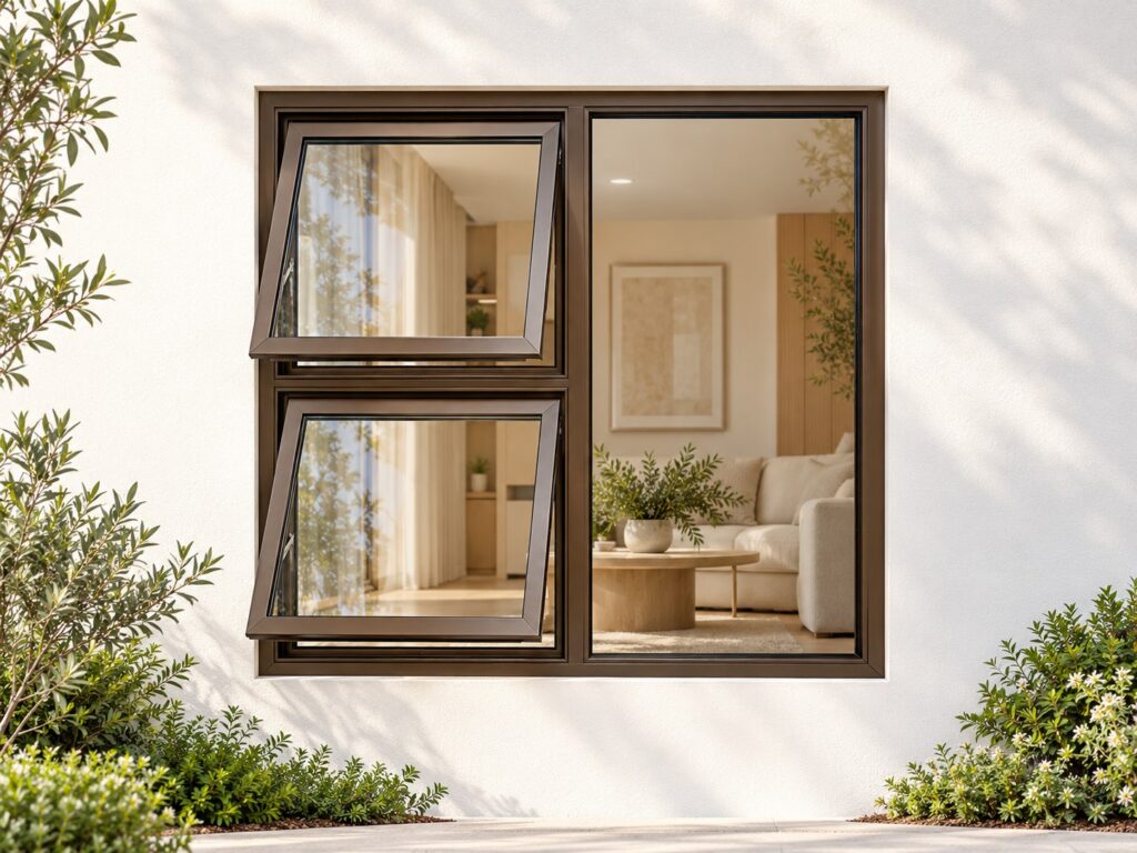 Bronze Aluminium Top-Hung Windows – lifestyle illustration