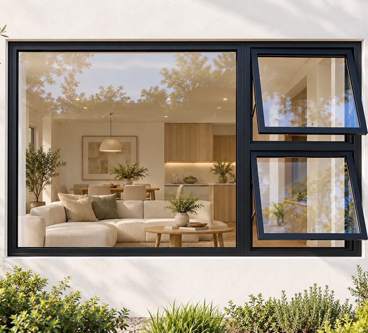 kenzo ptt2412rbl black 2400x1200mm top hung window