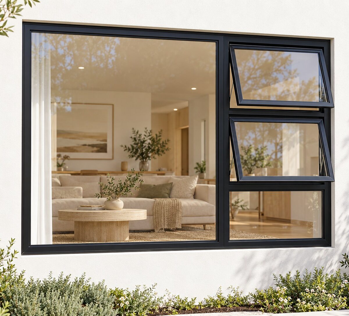 kenzo ptt2415rbl black 2400x1500mm top hung window