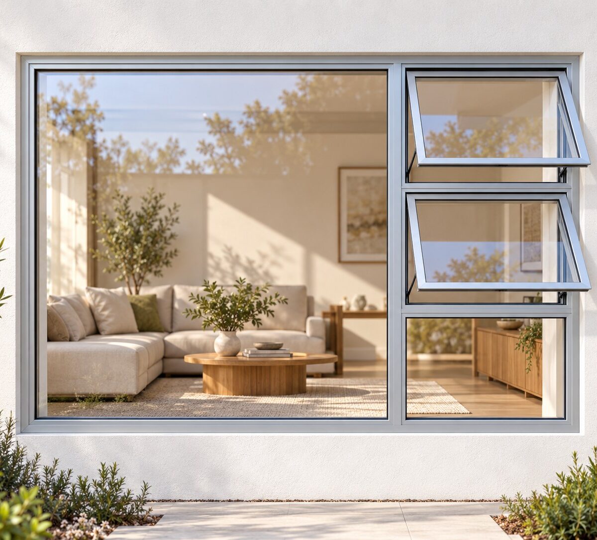 kenzo ptt2415rs silver 2400x1500mm top hung window