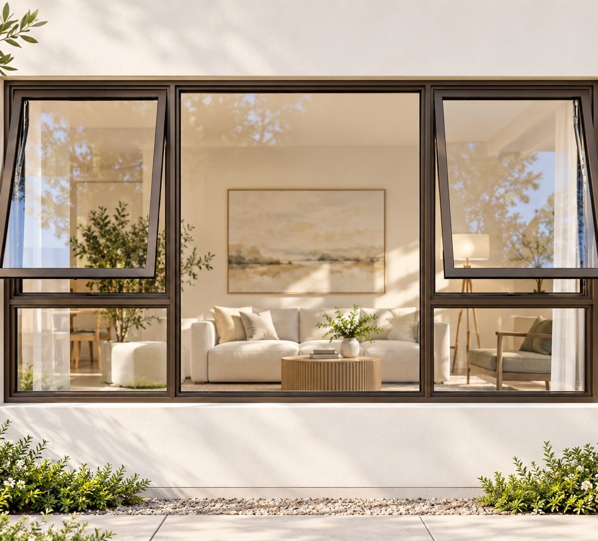 kenzo ptt249b bronze 2400x900mm top hung window