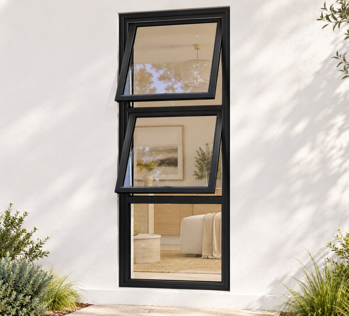 kenzo ptt615bl black 600x1500mm top hung window
