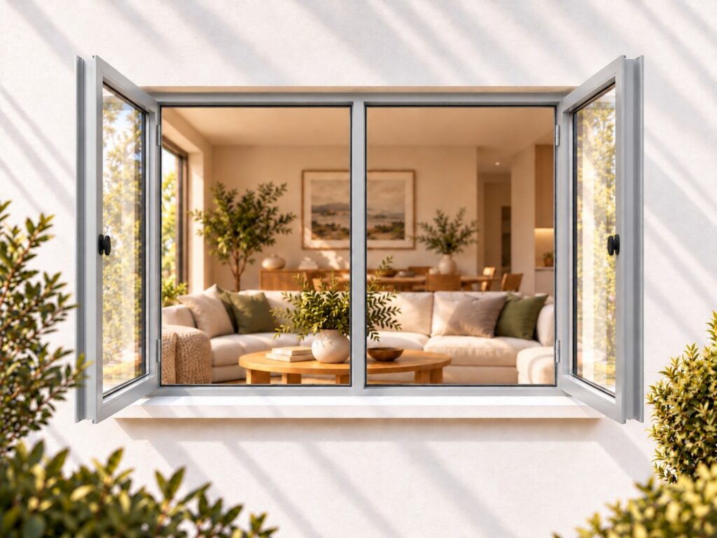 Silver Aluminium Side-Hung Windows – lifestyle illustration